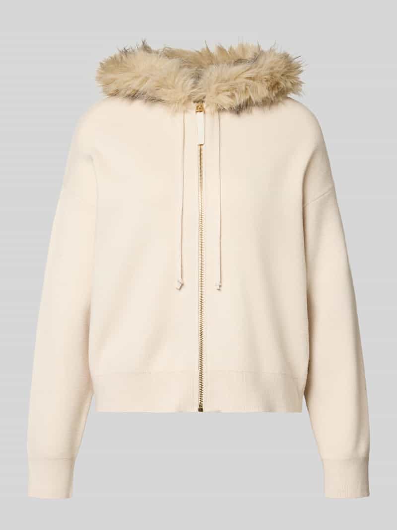 Christian Berg Woman relaxed fit vest van viscosemix met capuchon met bontafwerking
