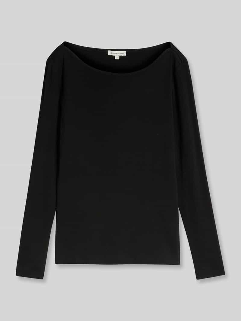 Tom Tailor - Slim fit shirt met lange mouwen en boothals - Maat XXL - deep black