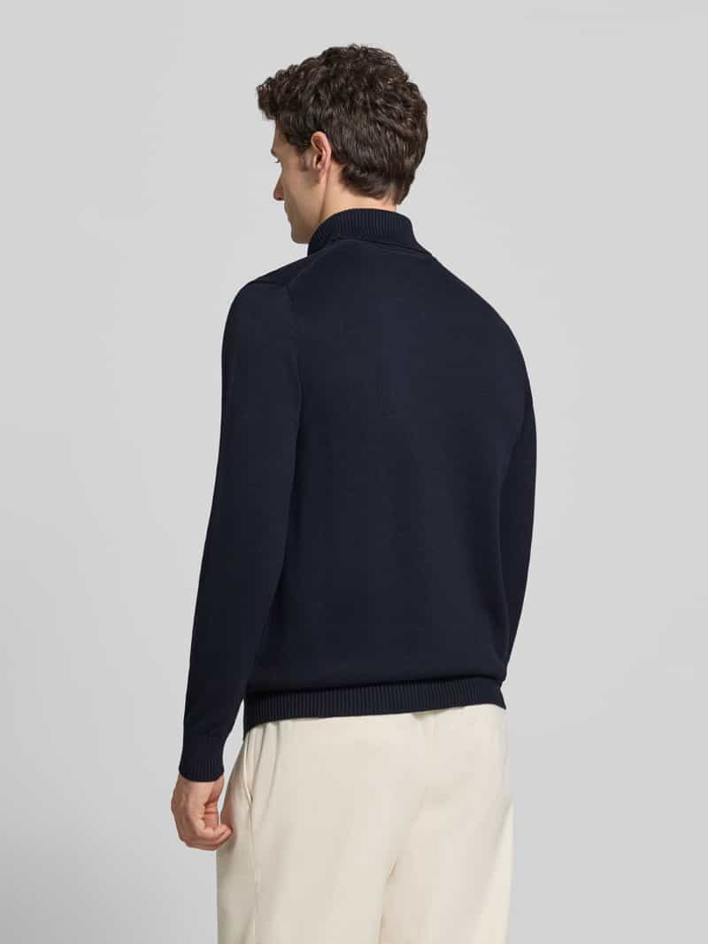 Christian Berg Men Regular fit gebreide pullover van mix van katoen en wol met col