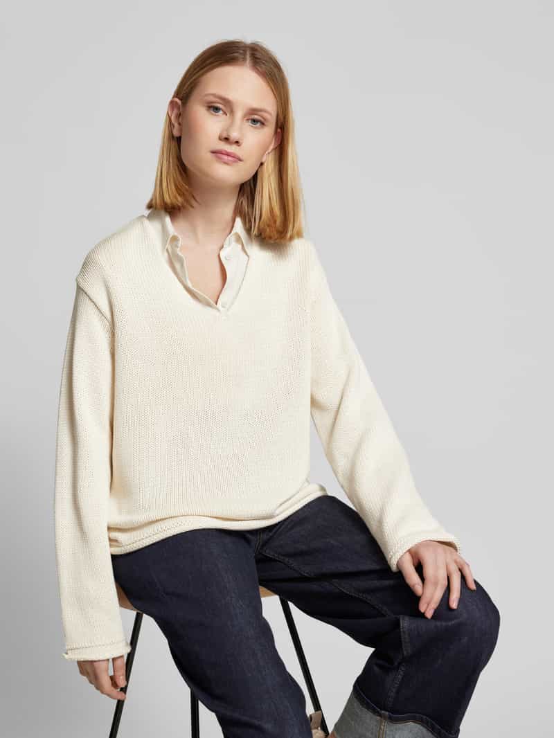 MOS MOSH Gebreide pullover met V-hals model 'BINE'