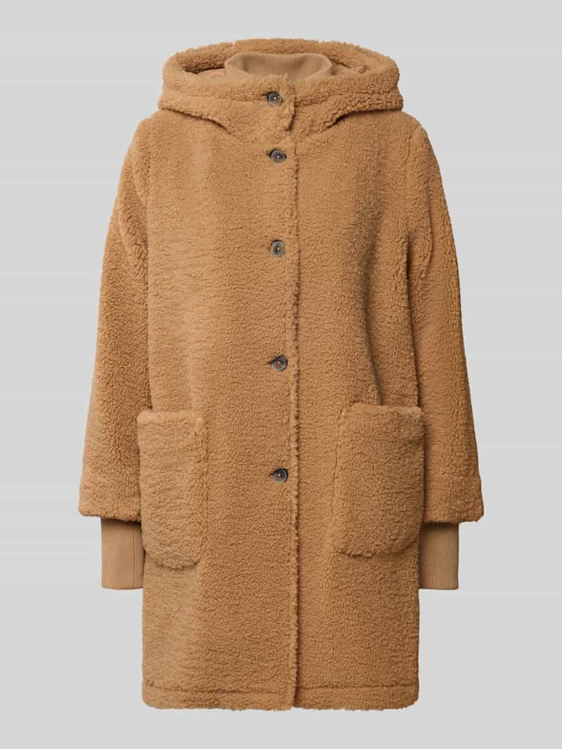 Tom Tailor Denim Regular fit lange jas van teddybont met capuchon