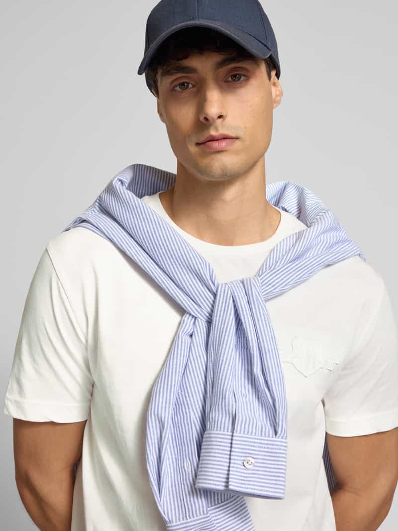 Gant Regular fit T-shirt met labelstitching en ronde hals