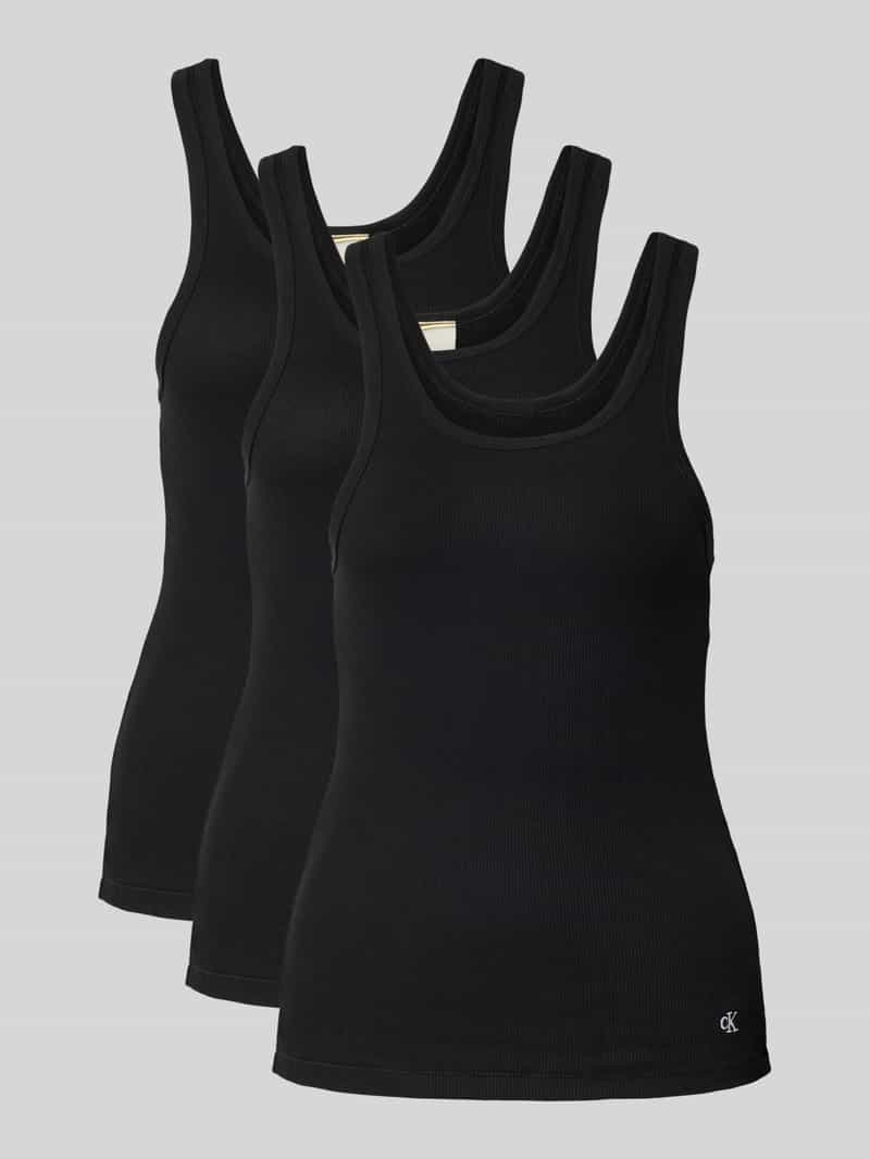 Calvin Klein Underwear Tanktop met logostitching in een set van 3 stuks model 'Scoop'