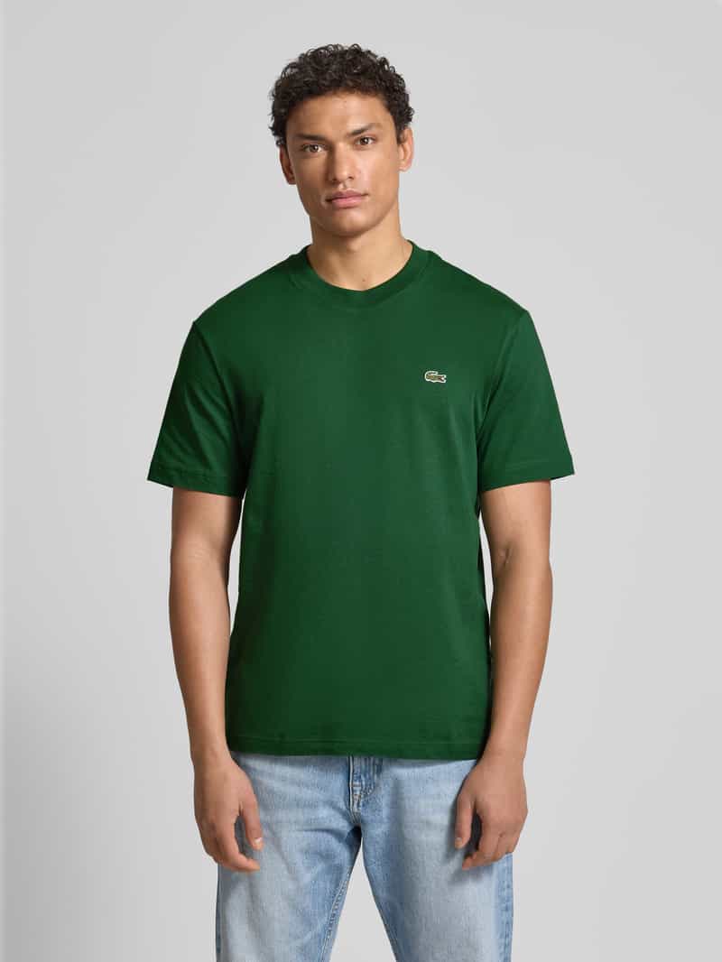 Lacoste T-shirt met logodetail, model 'BASIC ON' groen, foto 4