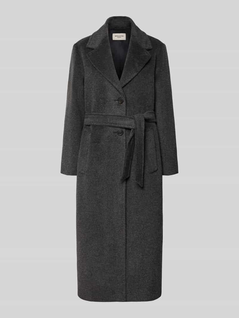 Weekend Max Mara lange wollen jas met strikceintuur model 'WKDBRONTE'