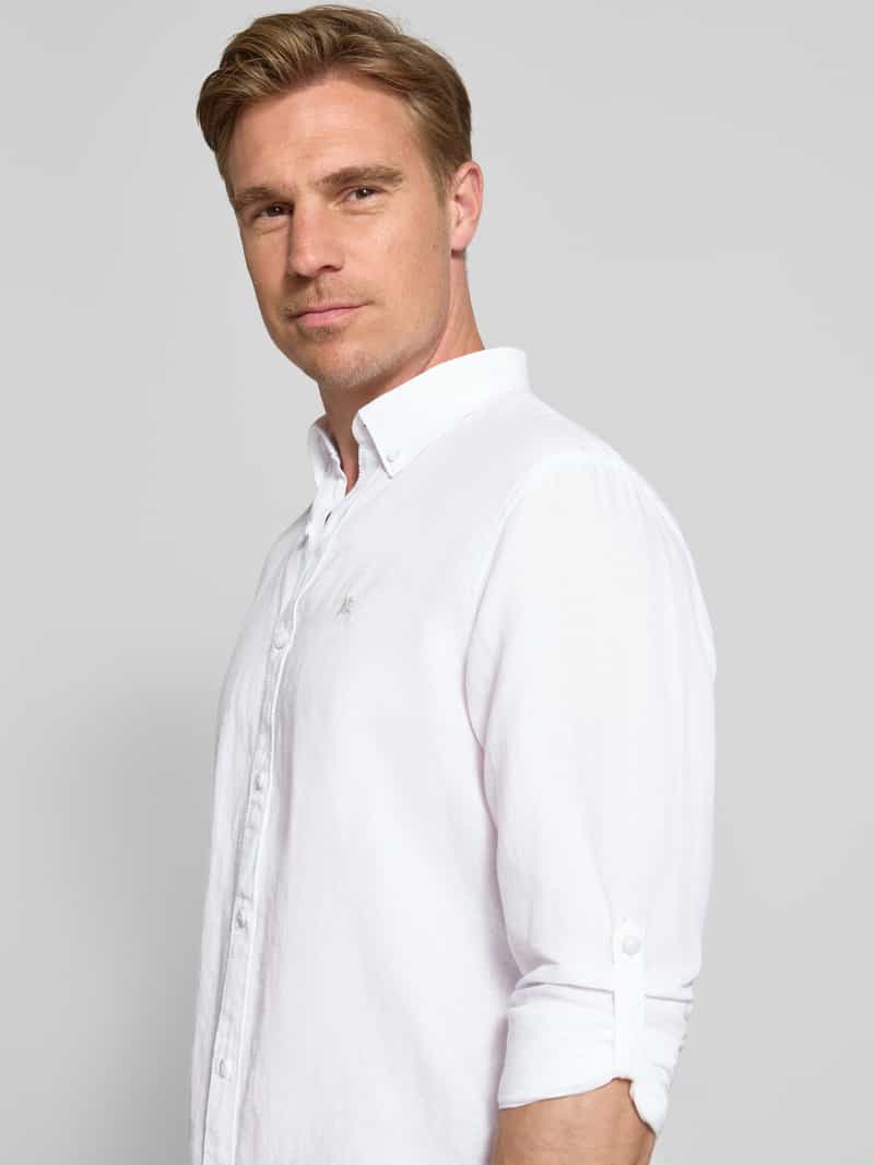 Lerros Regular fit linnen overhemd met button-downkraag