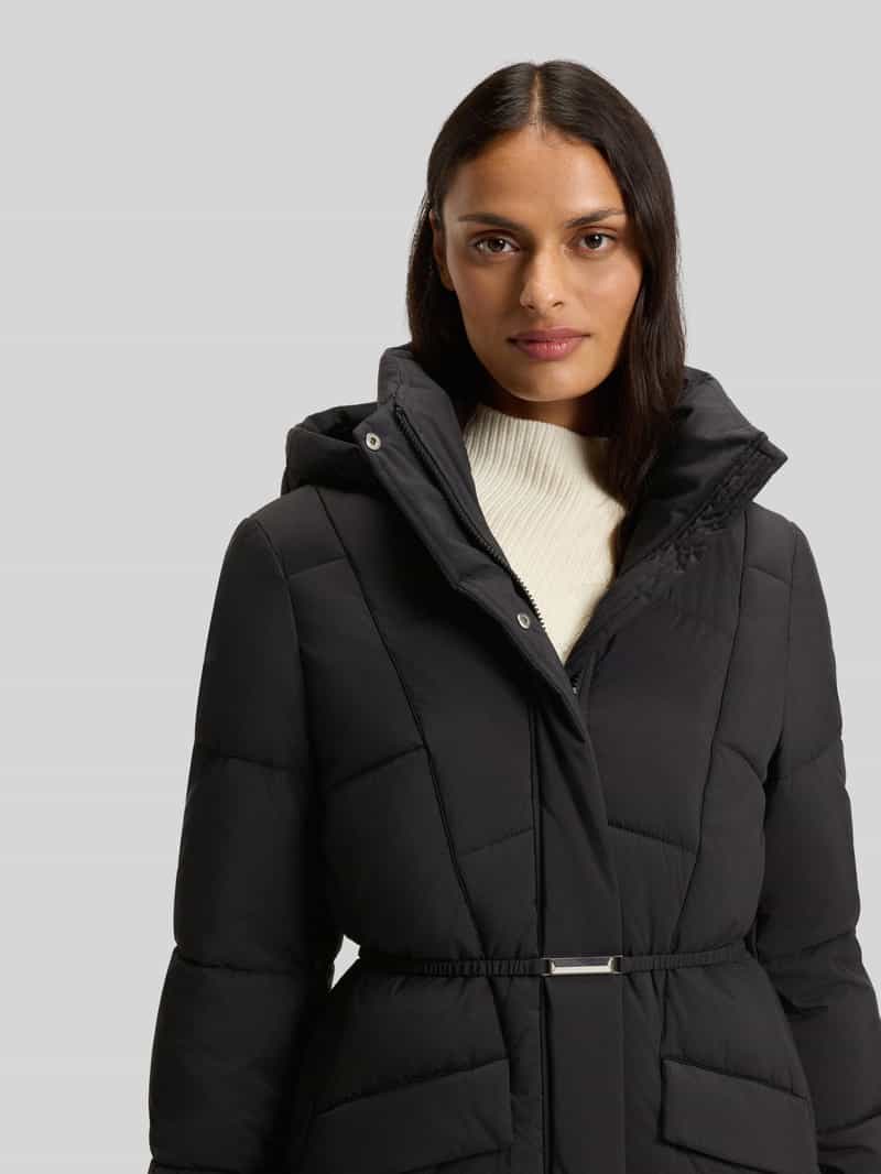 Boss Regular fit gewatteerde lange jas met capuchon