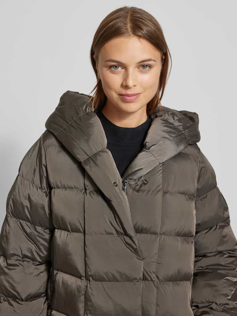 Calvin Klein Womenswear Glanzende gewatteerde lange jas met capuchon