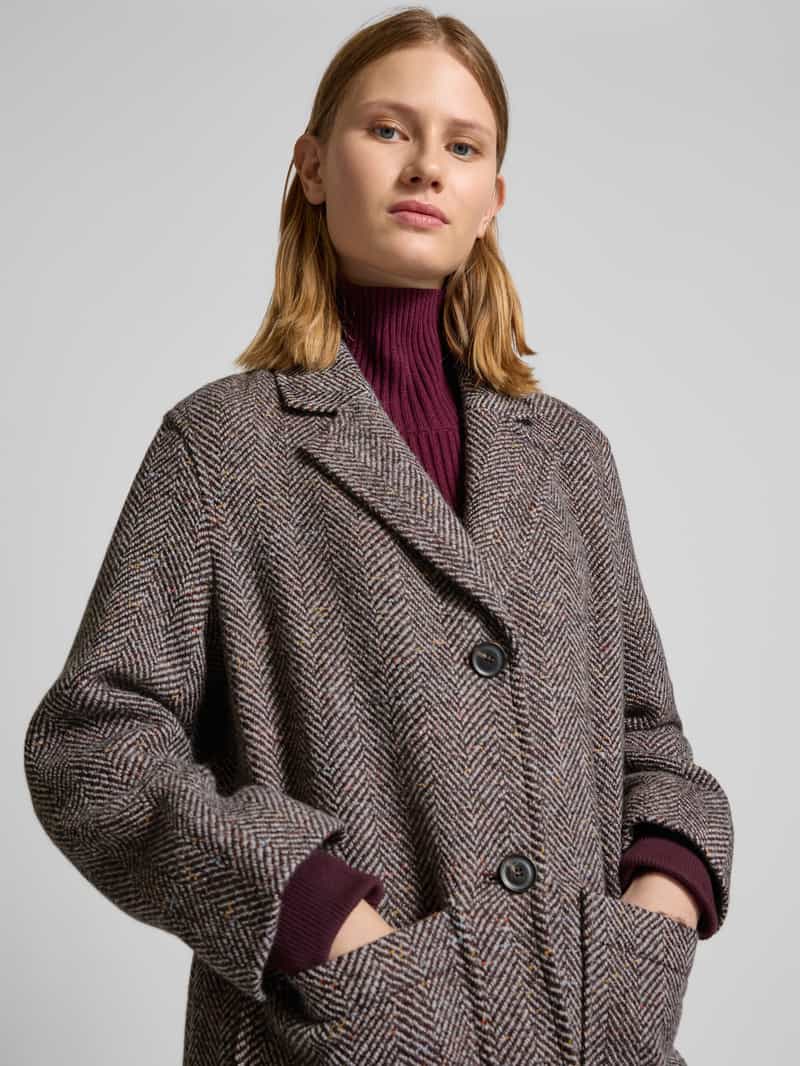 s.Oliver RED LABEL Relaxed fit lange wollen jas met ribboordjes