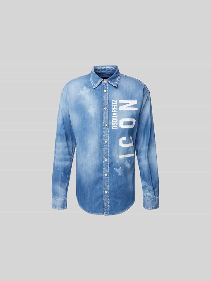 Regular fit jeansoverhemd met labelprint