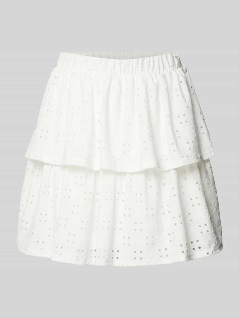 Pieces Minirok in laagjeslook in wit
