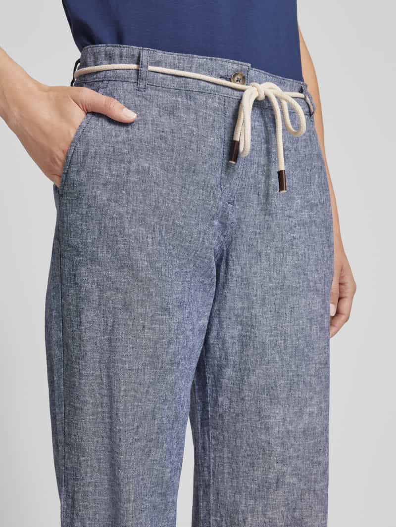 Christian Berg Woman Wide leg linnen broek met strikceintuur