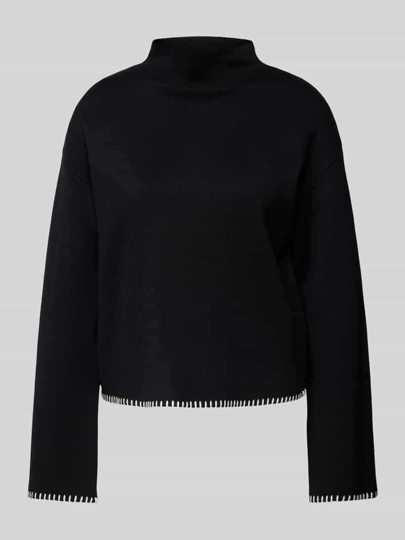 Jake*s Collection Gebreide pullover van viscosemix met opstaande kraag