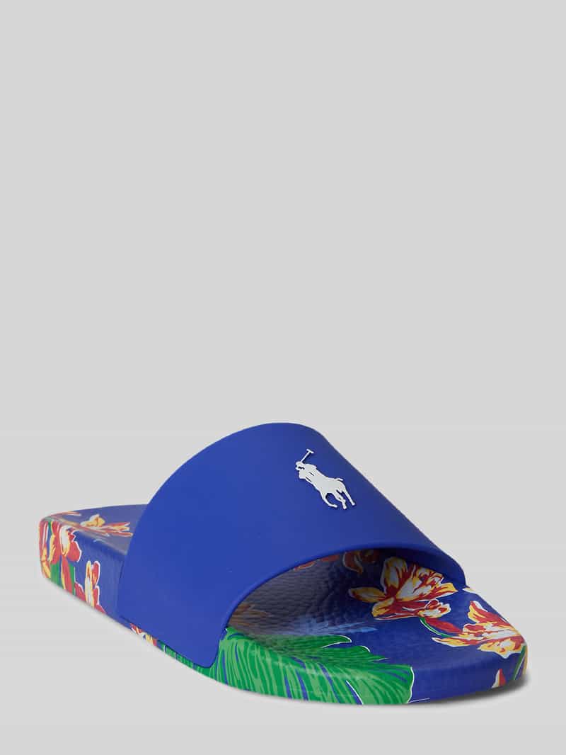 Badslippers met all-over motief op de zool