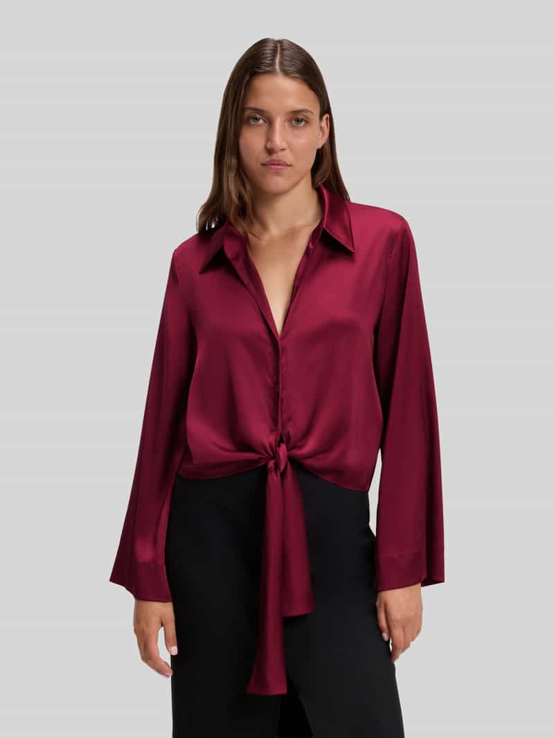 HUGO Loose fit blouse met lange mouwen met strikdetail model 'Errika'