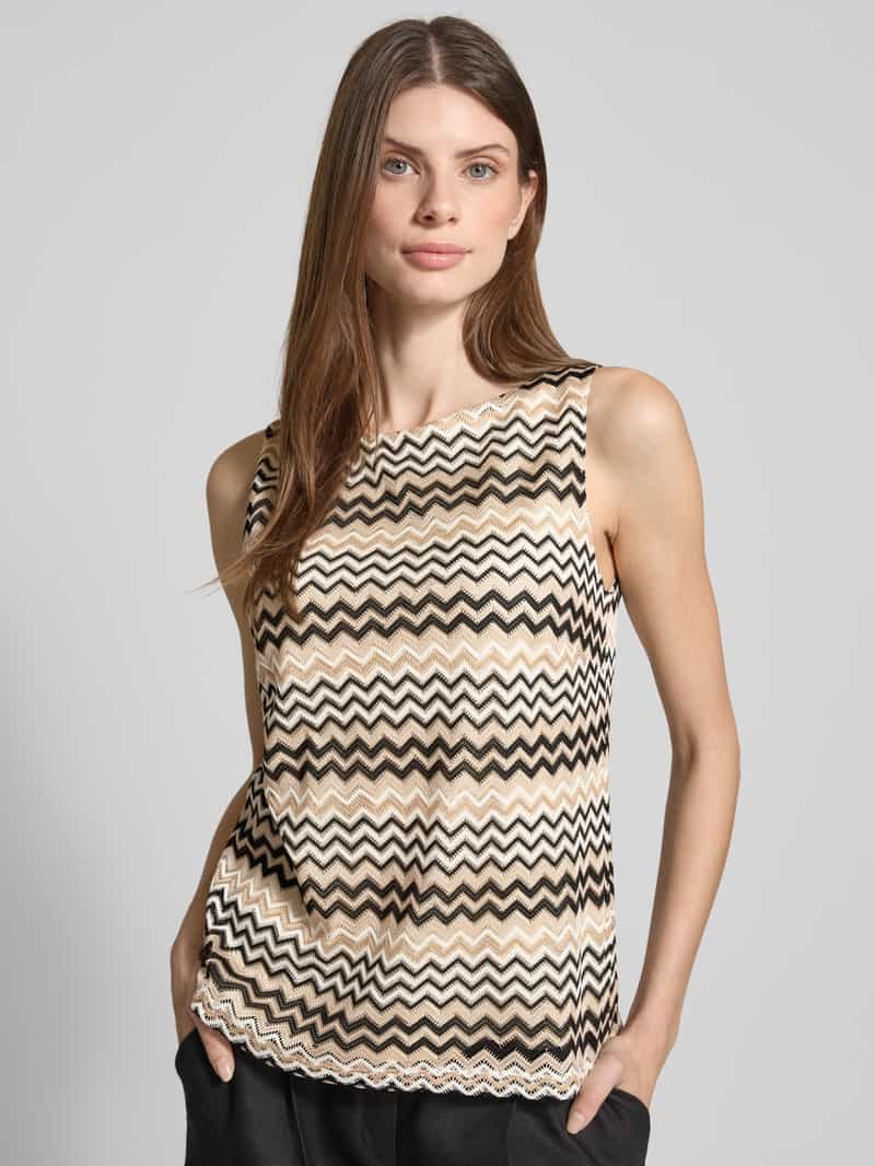 comma Top met bandjes in all-over look met ronde hals