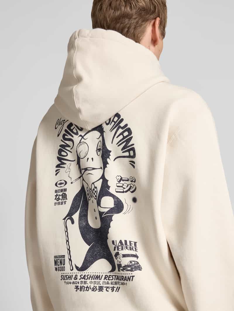 Edwin Hoodie met statementprint model 'MONSIEUR SAKANA'