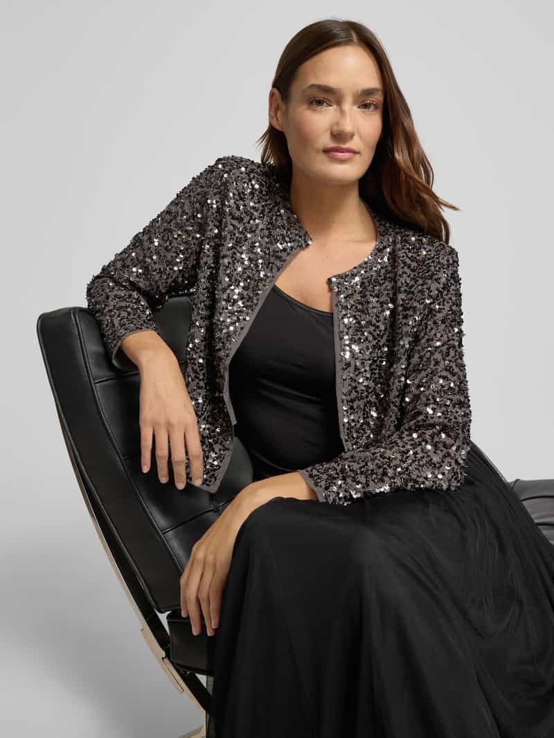 comma Blazer met pailletten en ronde hals model 'EXPLORE'