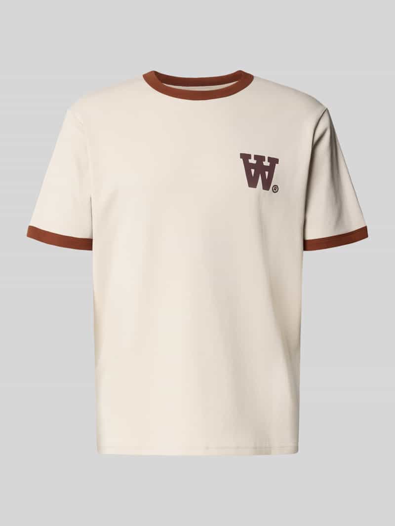 Wood T-shirt met geribde ronde hals model 'Parker'