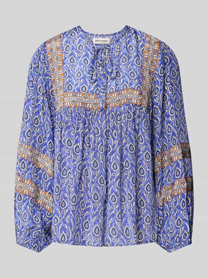 LOLLYS LAUNDRY Relaxed-fit blouse van viscose met vetersluiting model 'Teel'