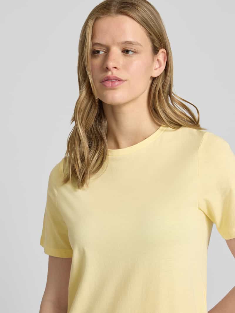 Pieces regular fit t-shirtjurk van 100% katoen model 'DISSO' lichtgeel, foto 4