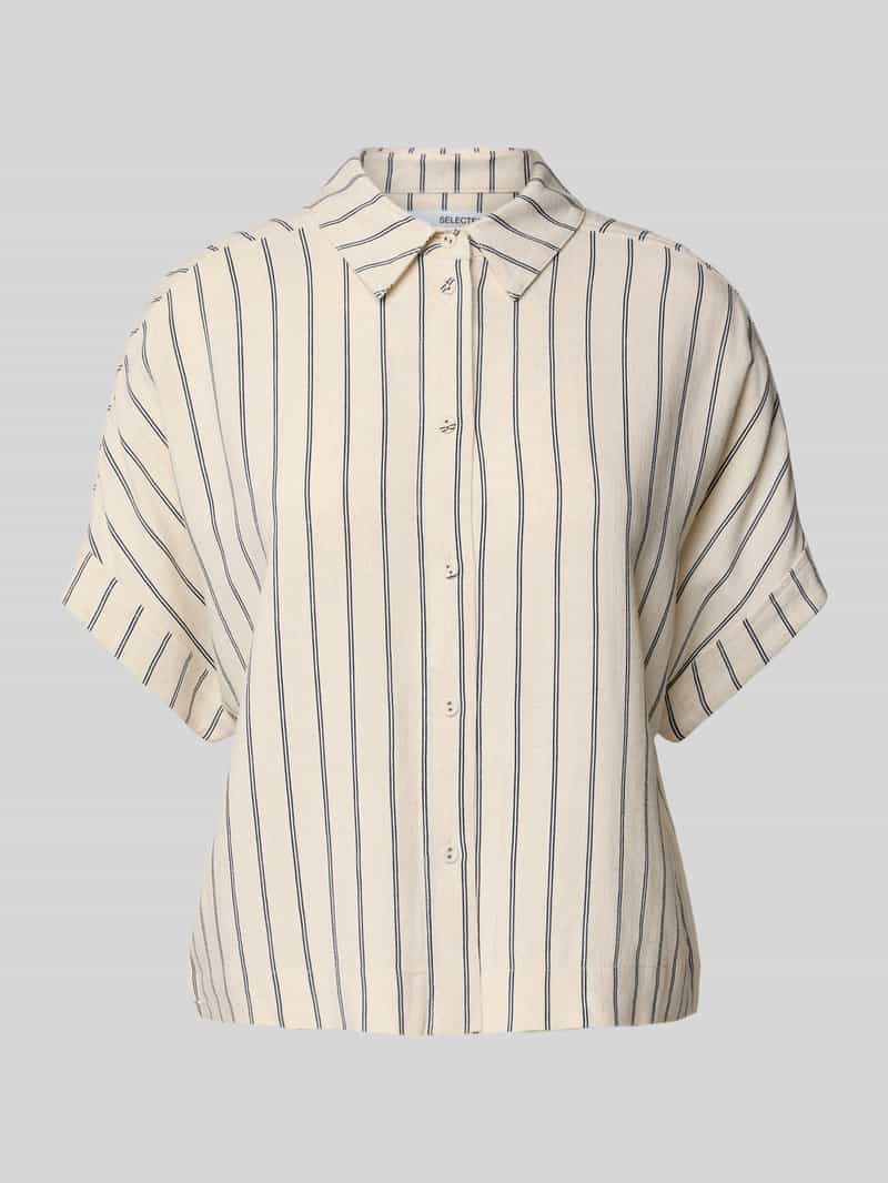 Korte blouse van een mix van viscose en linnen, model 'VIVA'