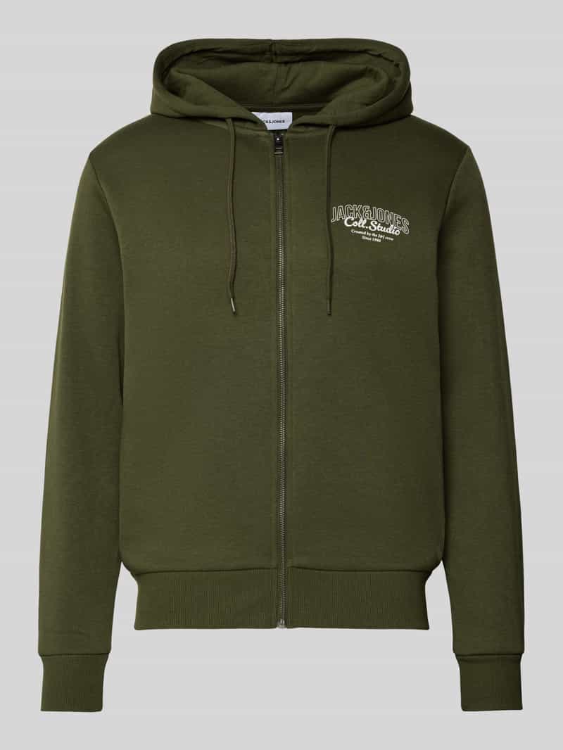 jack & jones Sweatjack met capuchon en labelprint model 'MAKOTO'