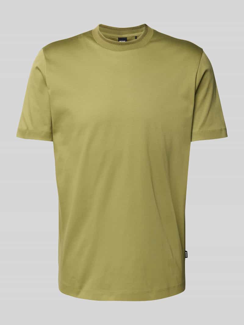Boss T-shirt met geribde ronde hals model 'Tessler'