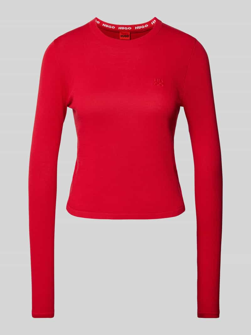 HUGO Gebreide pullover met labelstitching, model 'Scallia'