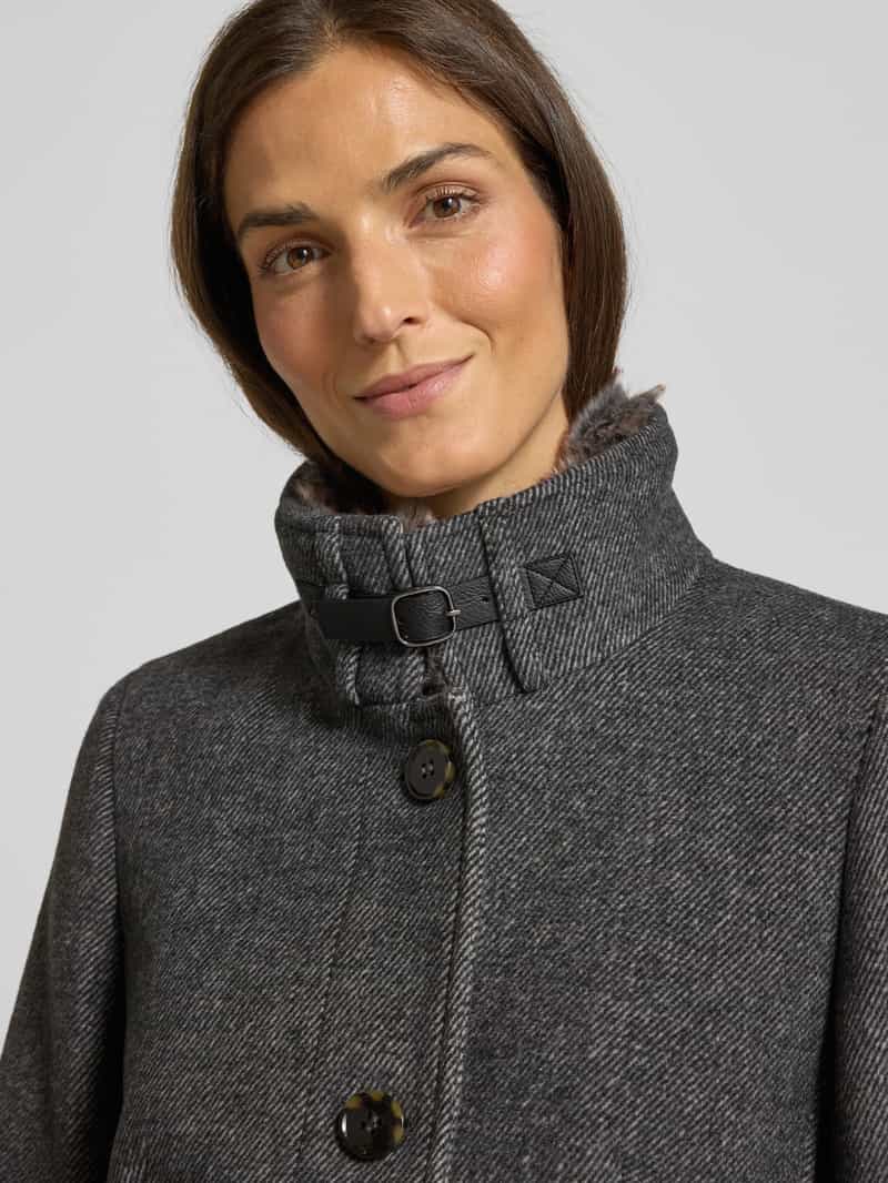 Christian Berg Woman Selection Lange jas met opstaande kraag en klepzakken