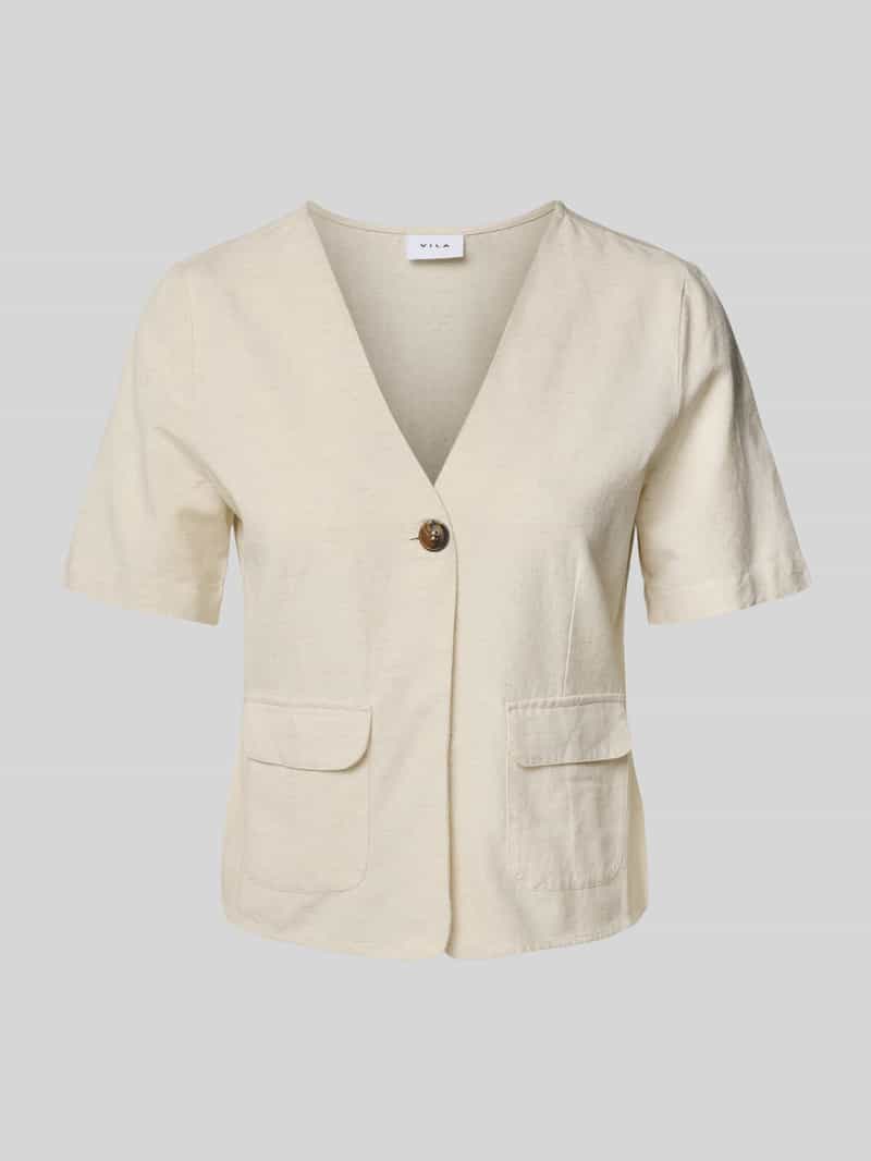 Vila Regular fit blouse met knoopsluiting en klepzakken