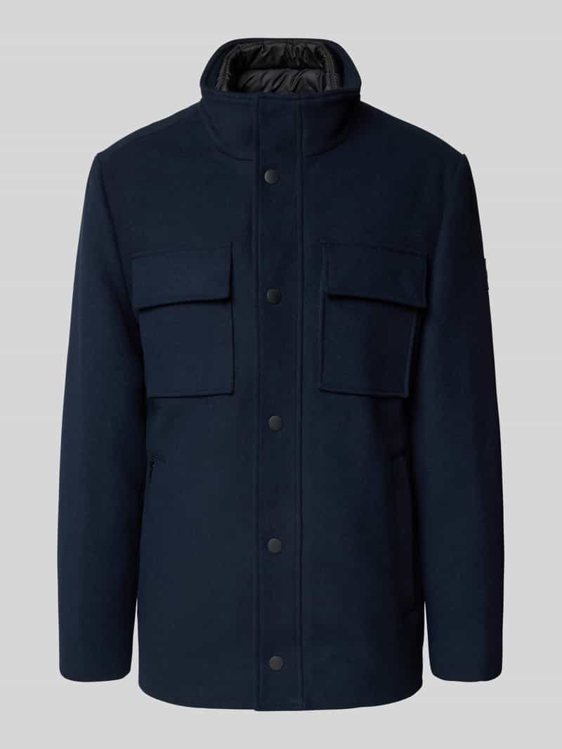 Tom Tailor Regular fit lange wollen jas van wolmix met afneembare binnenkraag