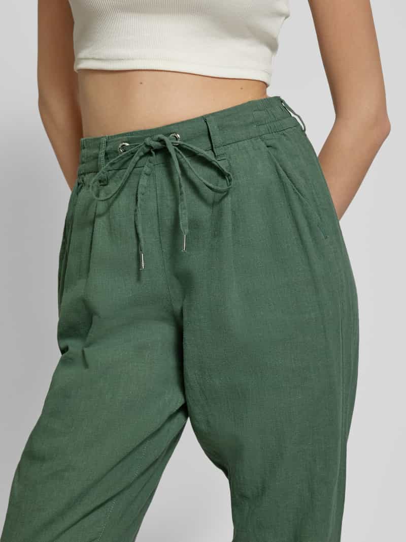 QS 'Tapered Fit linnen broek met tunnelkoord
