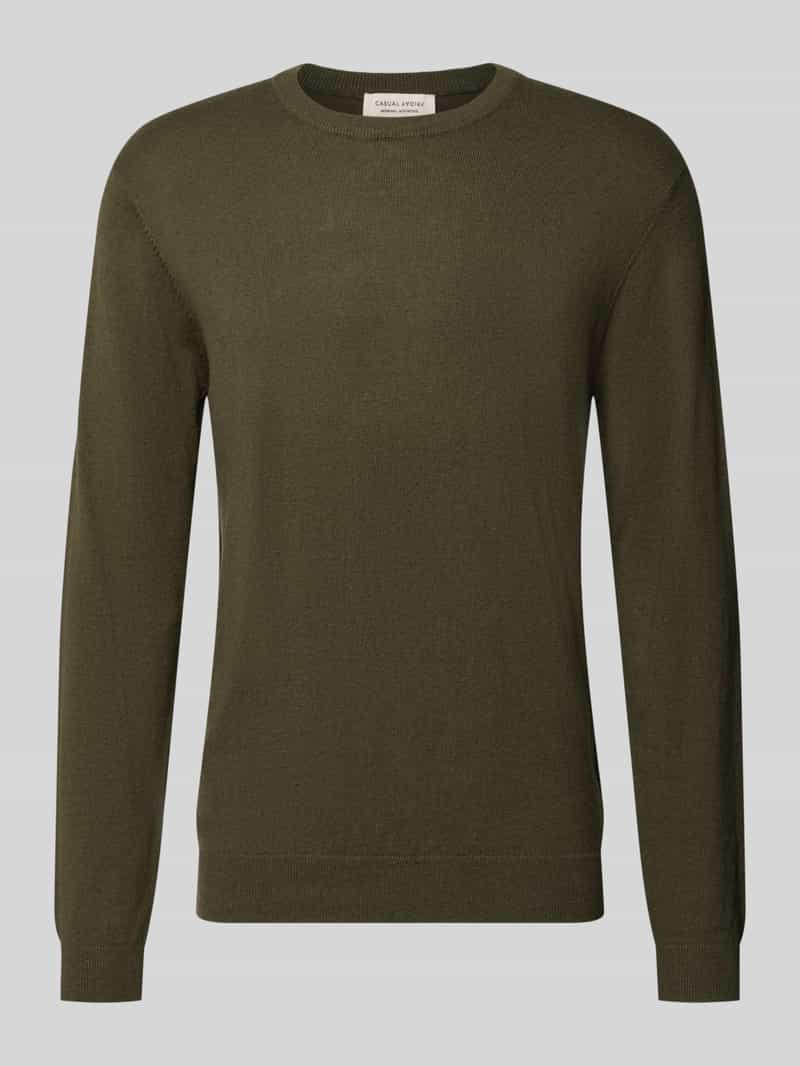 Casual friday Regular fit gebreide pullover van mix van katoen en kasjmier