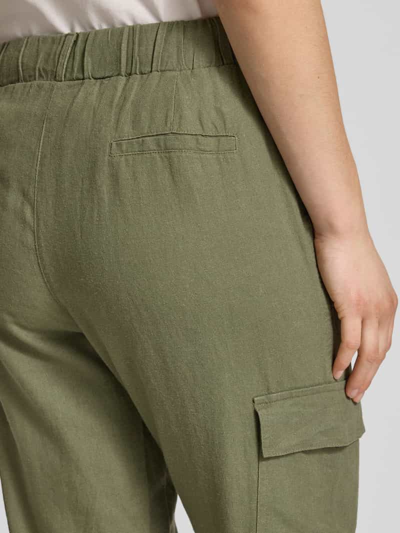 FREE QUENT Tapered fit linnen broek met cargozakken model 'Lava'