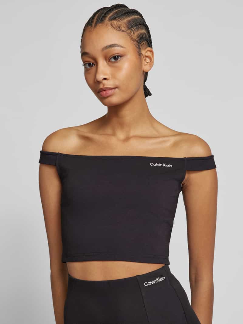 Calvin Klein Jeans Korte top van viscosemix met labeldetail