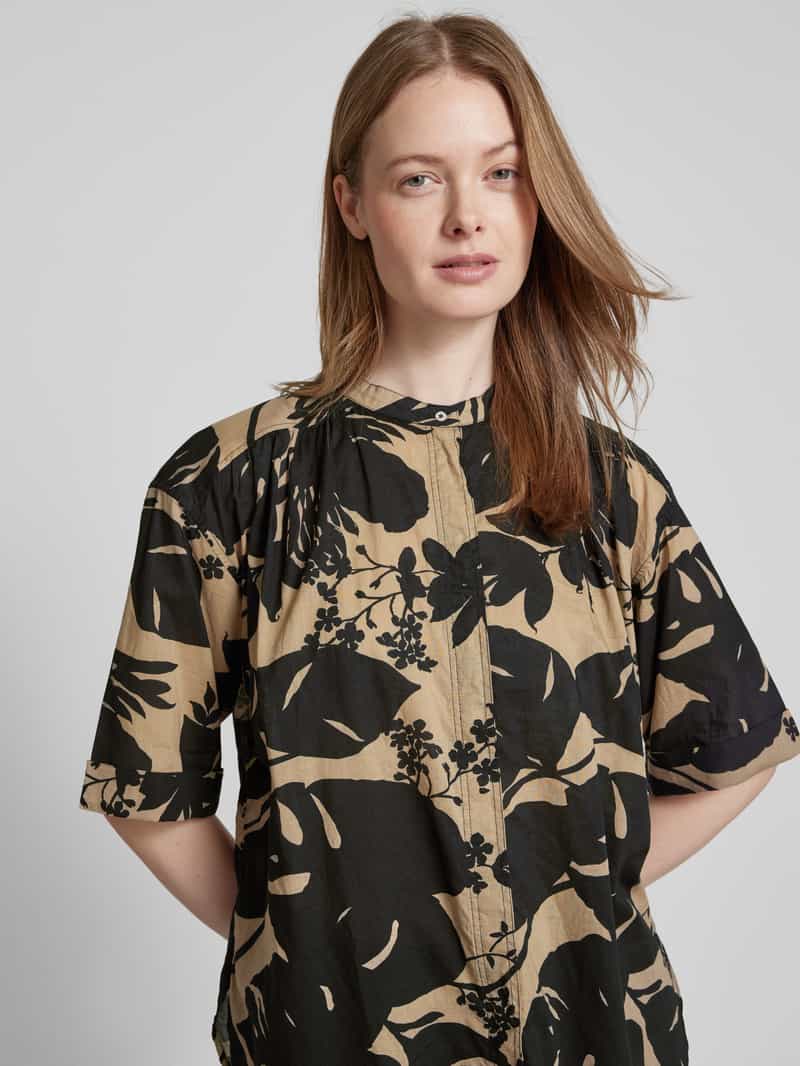 Marc O'Polo Loose fit blouse met korte mouwen van puur katoen met plooien