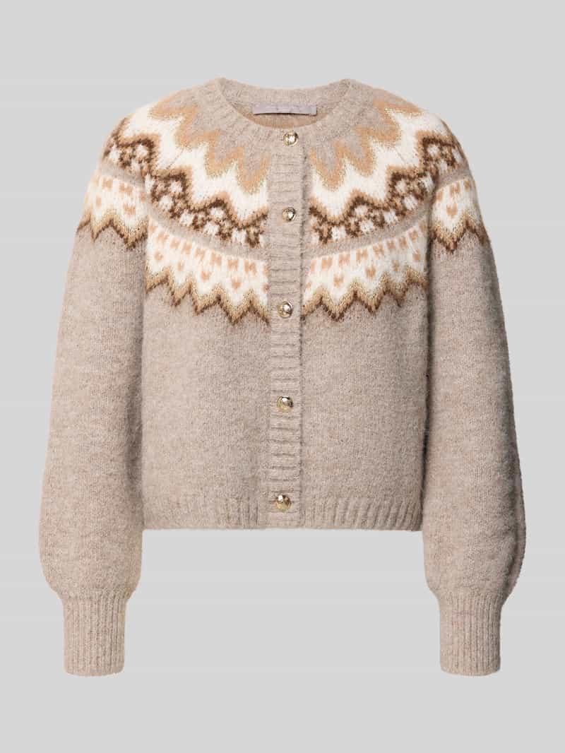 Christian Berg Woman Selection Gebreid jack met noors motief en ronde hals