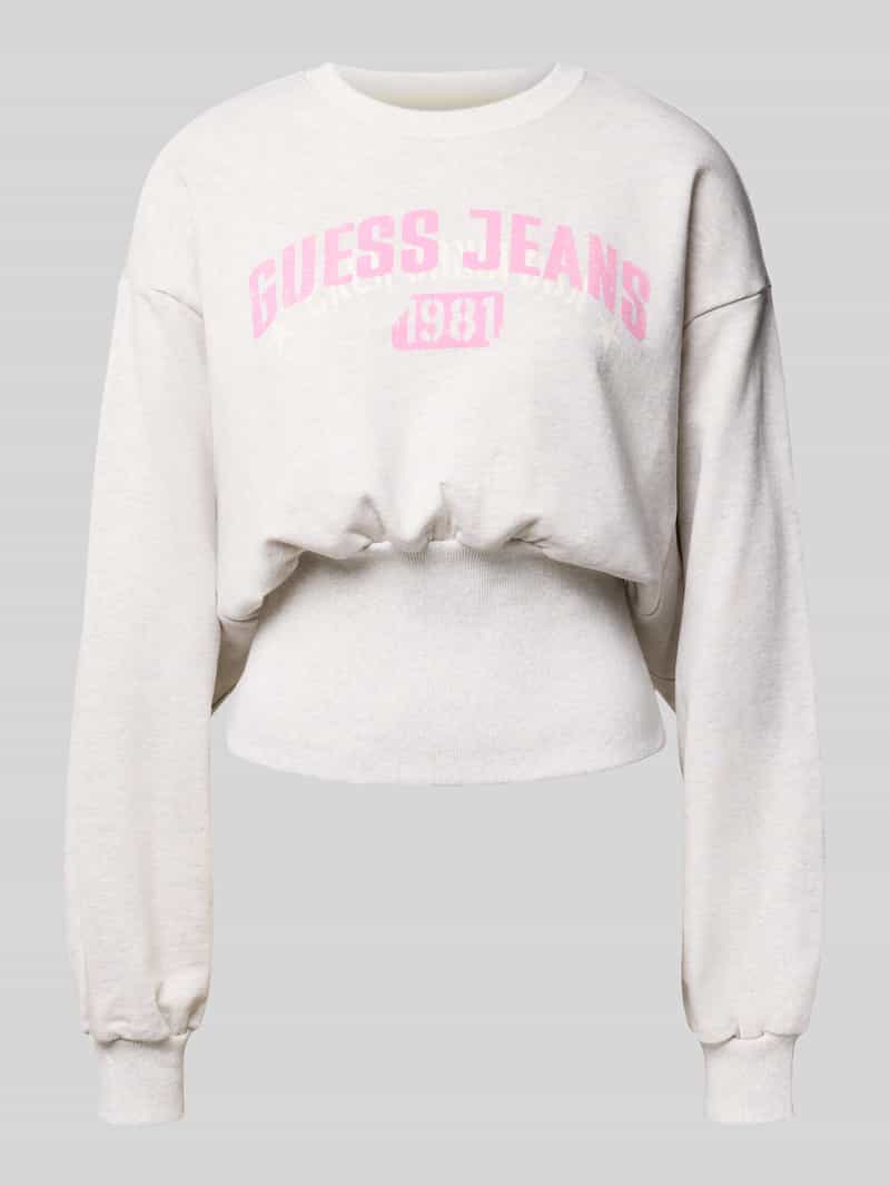 GUESS Jeans Sweatshirt met labelprint en ronde hals