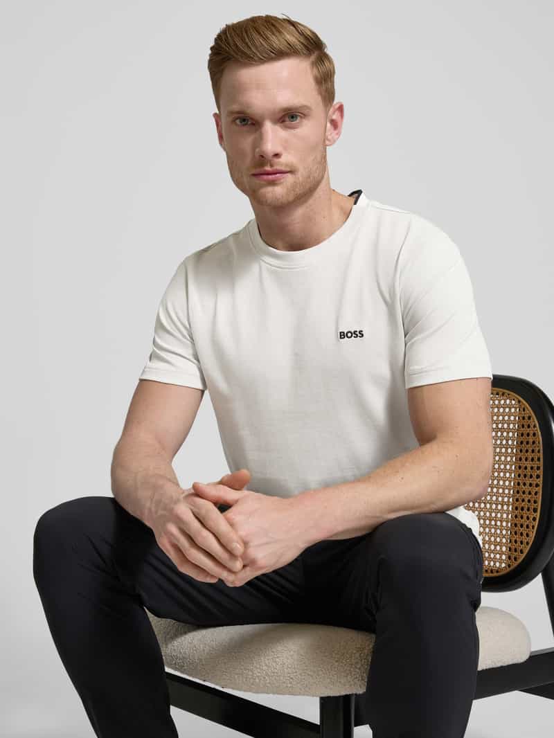 BOSS Green T-shirt met labelstitching model 'Taddy'