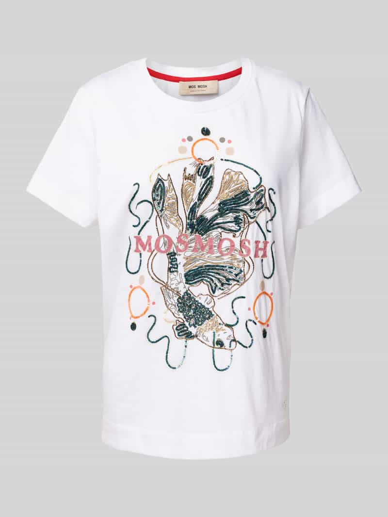 MOS MOSH T-shirt met labelprint model 'HALLIN'