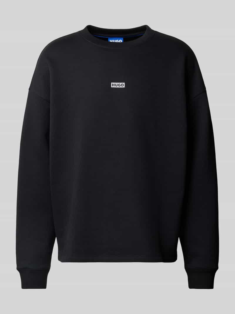 Hugo Blue Oversized sweatshirt met labelprint model 'Naviu'