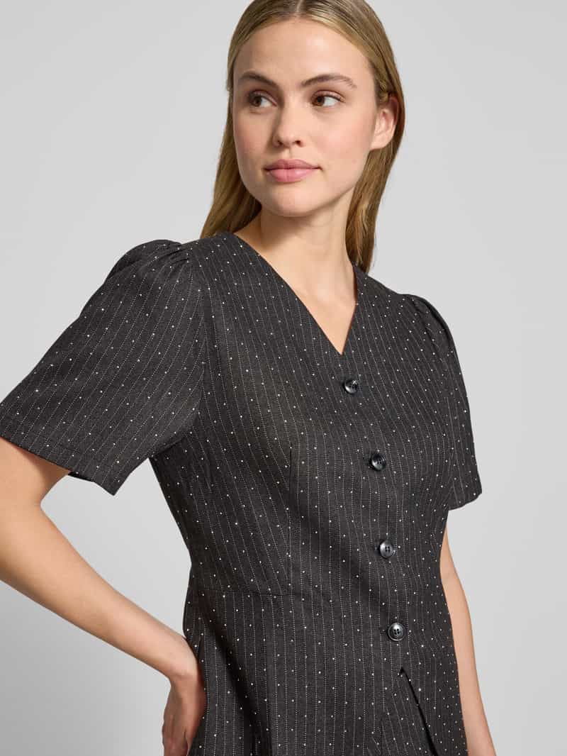 NEO NOIR Slim fit blouse met V-hals en pofmouwen model 'Jules'