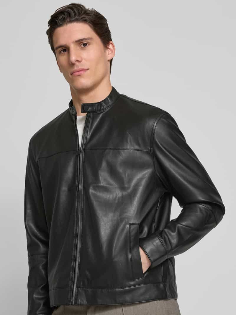 s.Oliver BLACK LABEL Regular fit jack in leren look met pas