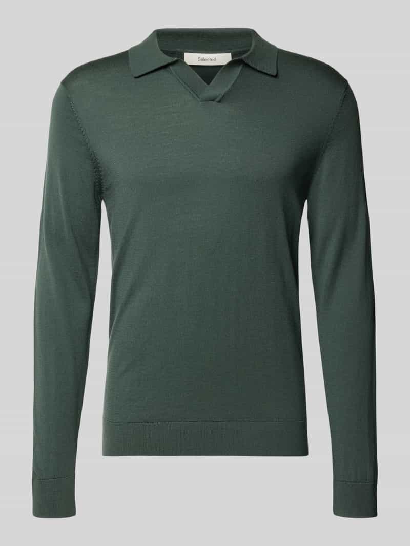 Selected Homme Regular fit poloshirt van zuivere wol model 'TRAY'