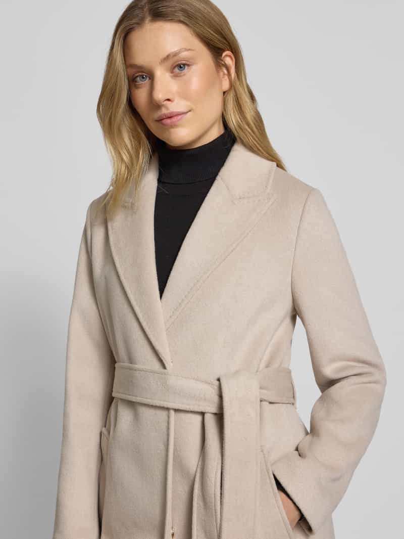 s.Oliver BLACK LABEL Regular fit lange wollen jas met tailleriem om te strikken