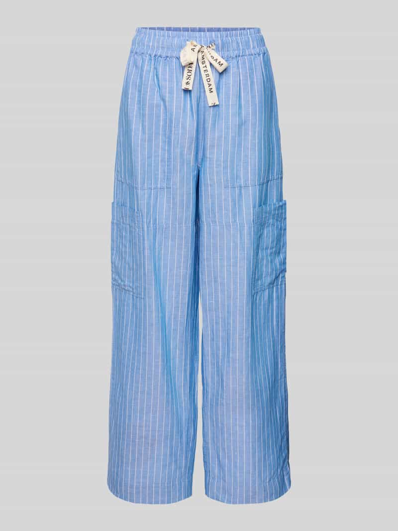 Scotch & Soda Wide leg stoffen broek met opgestikte zakken op de pijp