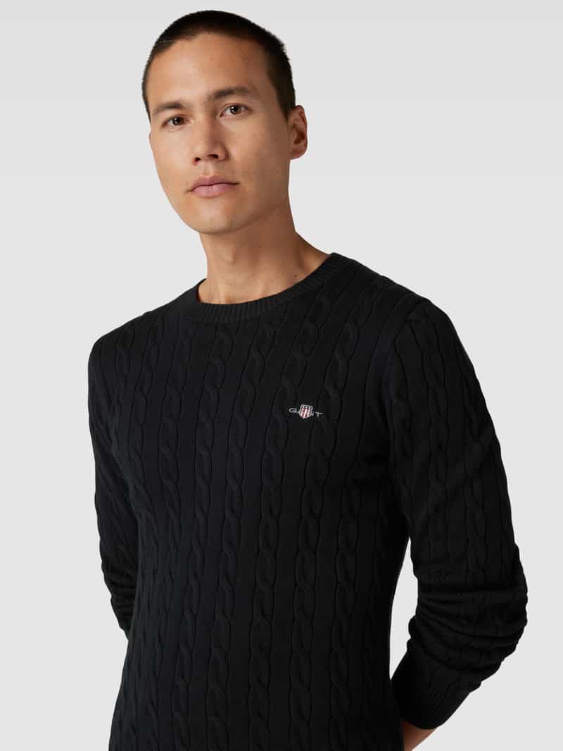 Gant Gebreide pullover van katoen met labeldetail