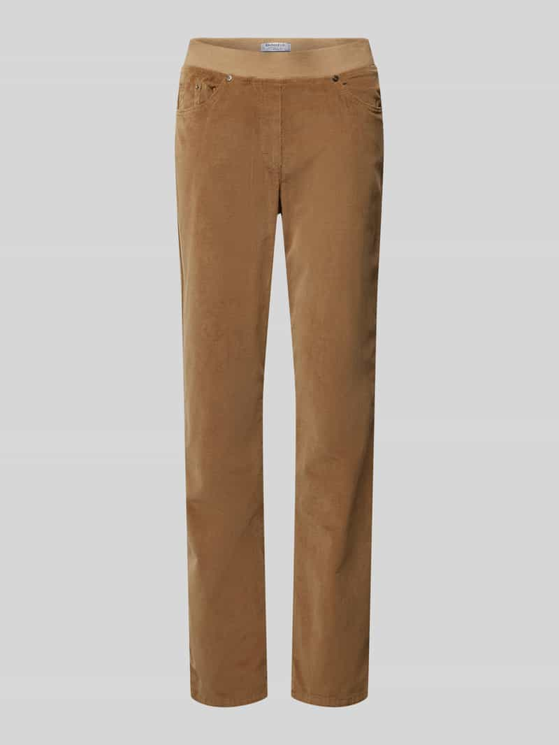 Raphaela By Brax Slim fit broek van fijne corduroy met elastische band