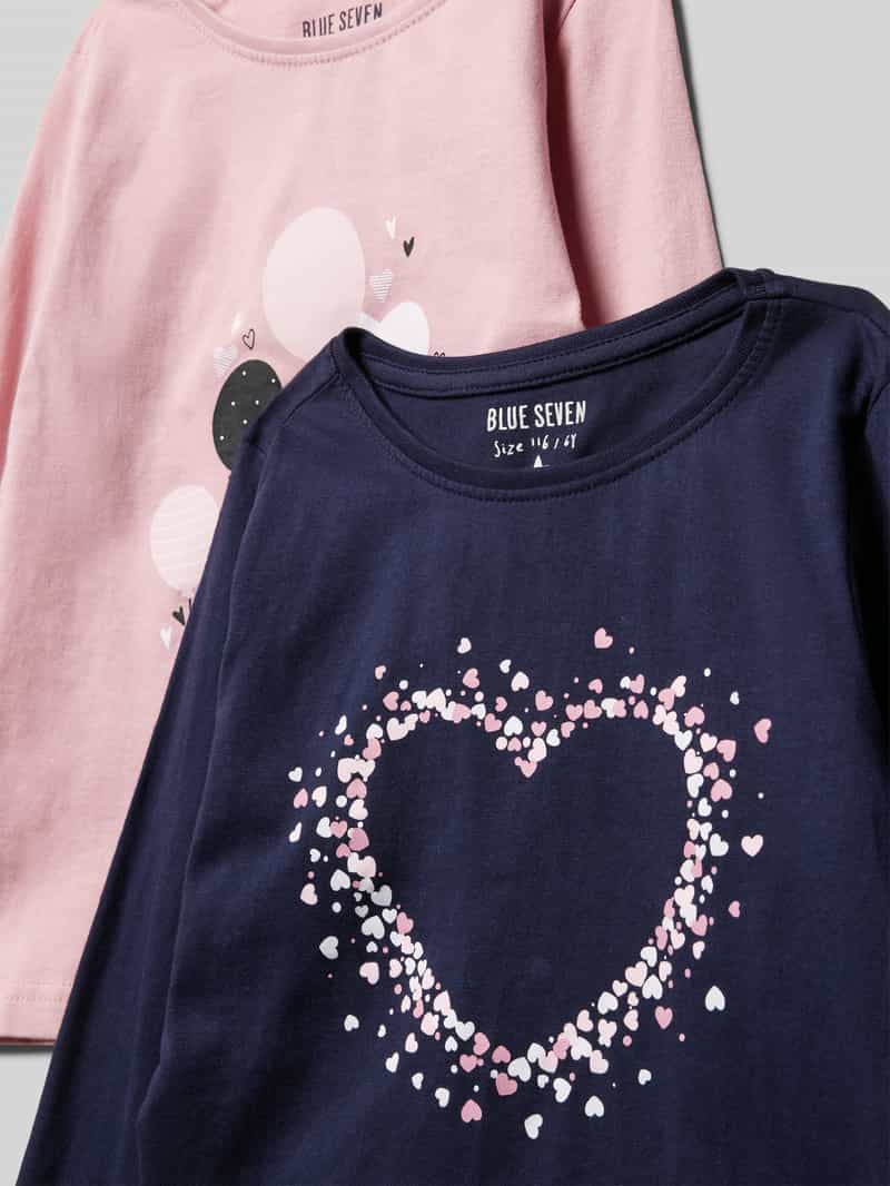 BLUE SEVEN Shirt met lange mouwen en motiefprint in een set van 2 stuks